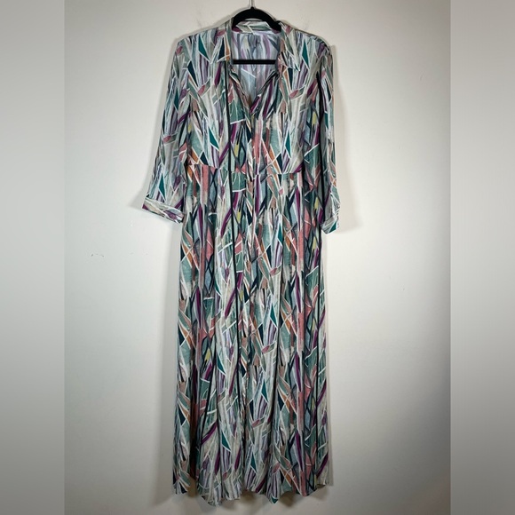 bl-nk ANTHROPOLOGIE Winona Watercolor Shirtdress SZ S FLOWY button Down western - Picture 5 of 16